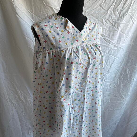 handmade white sleeveless heart shift nightgown size large modest sleepwear - Picture 7 of 8